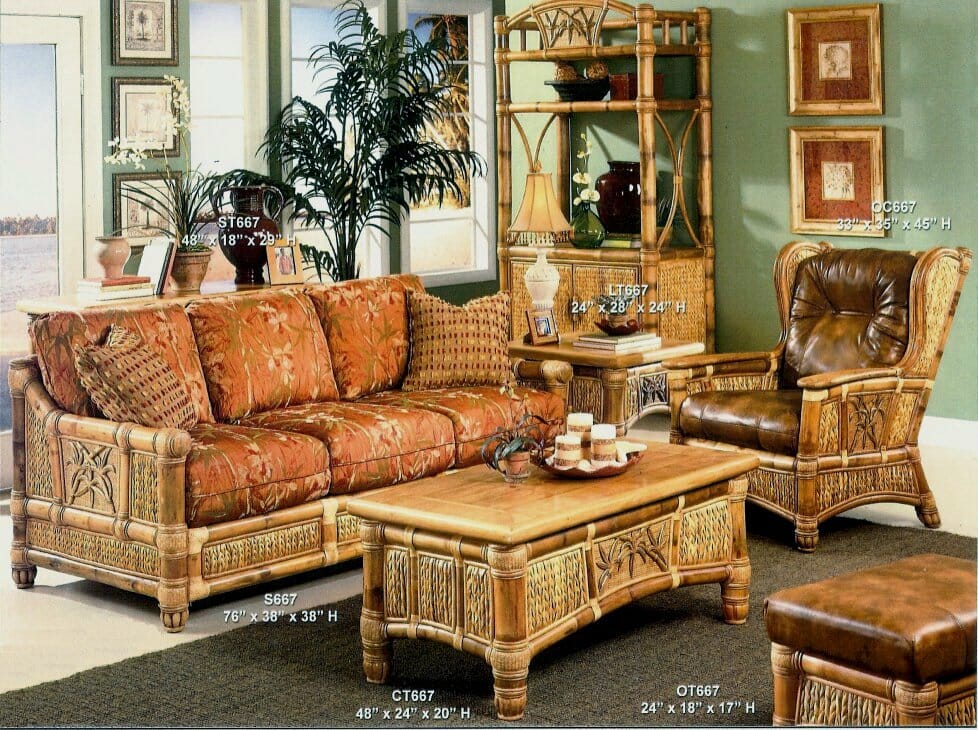 bamboo rattan living room set