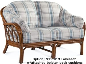 Bayside Rattan Loveseat with attached bolsters