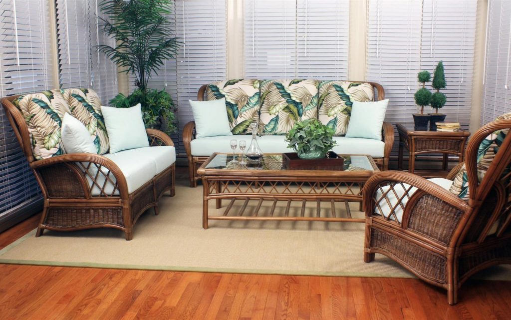 Rattan Or Wicker Poofs In Living Room Ideas
