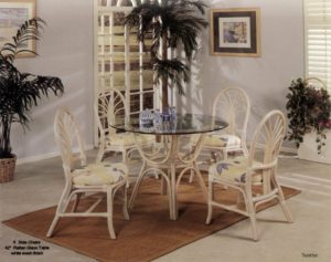 Bali Rattan Side Chairs with Glass Top Table