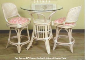 Rattan Counter Stools with Counter Table