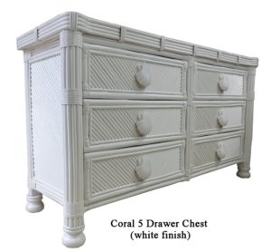 Coral 6 Drawer chest - (white finish)