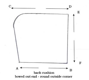 back cushion-bowed out end - round corners 