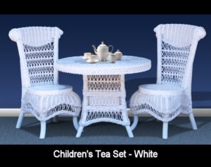 Children's wicker tea set white