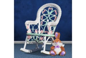 Victorian Child Rocker with Pink and Green Trim.