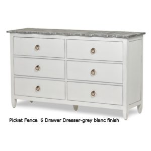 Picket Fence 6 Drawer Dresser Grey/White Finish
