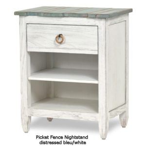 Picket Fence Nightstand Distressed Blue/White Finish