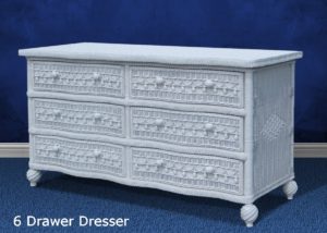 Classic 6 drawer wicker dresser
