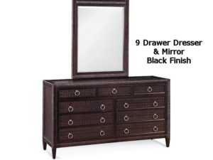 Naples Wicker 9 Drawer Dresser and Mirror