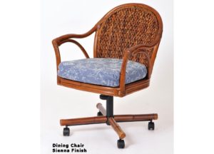 Panama wicker rattan caster dining chair sienna finish