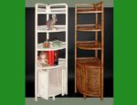 4120 Wicker Corner Stand w-doors - ww-bw