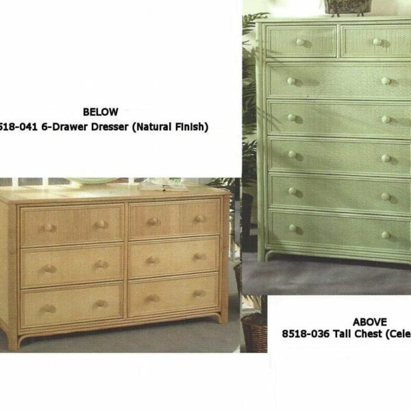 Aruba 6 drawer rattan dresser