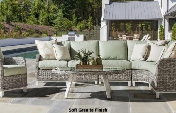 Grand Wicker Sectional Soft Granite Finish