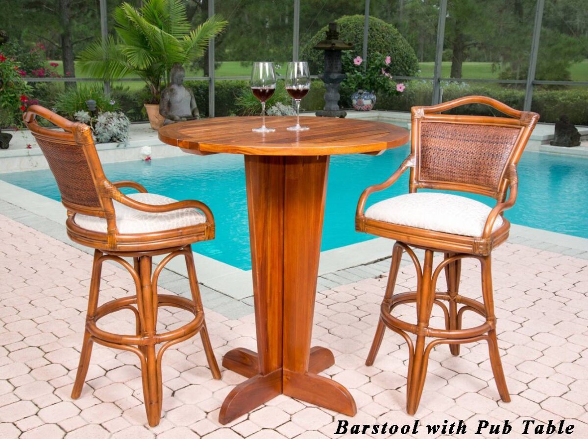 Serengeti rattan barstool with pub table.