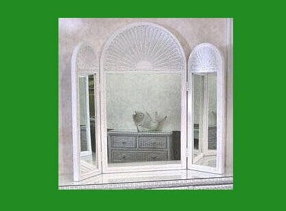 Tri-fold Wicker Mirror