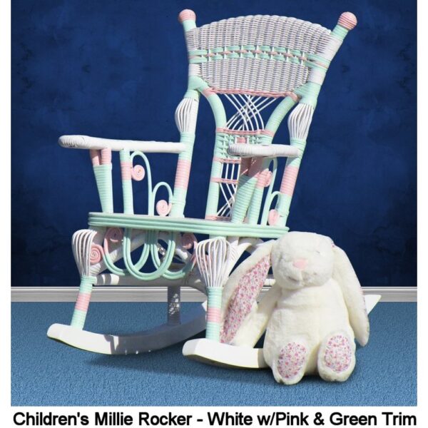 Child Milly Rocker White with green and Pink Trim