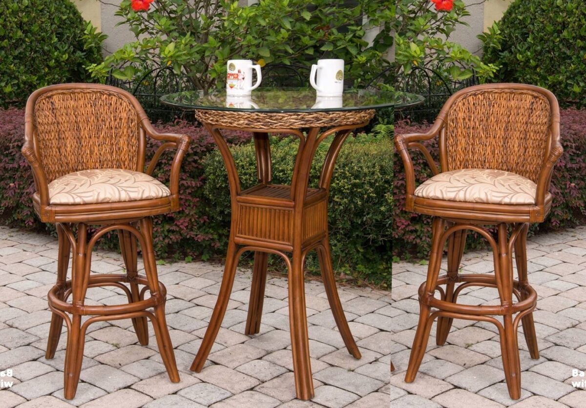 Panama wicker rattan barstools with Balboa table