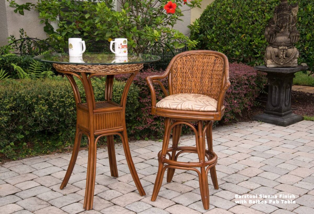 Panama wicker rattan barstool with balboa pub table