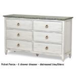Picket Fence 6 Drawer Dresser Distressed Blue/White Finish