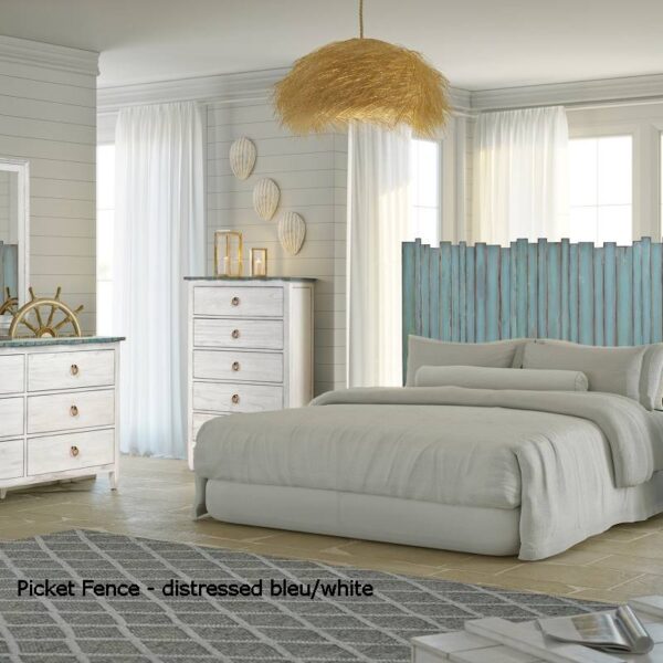 Picket Fence distressed blue/white finish